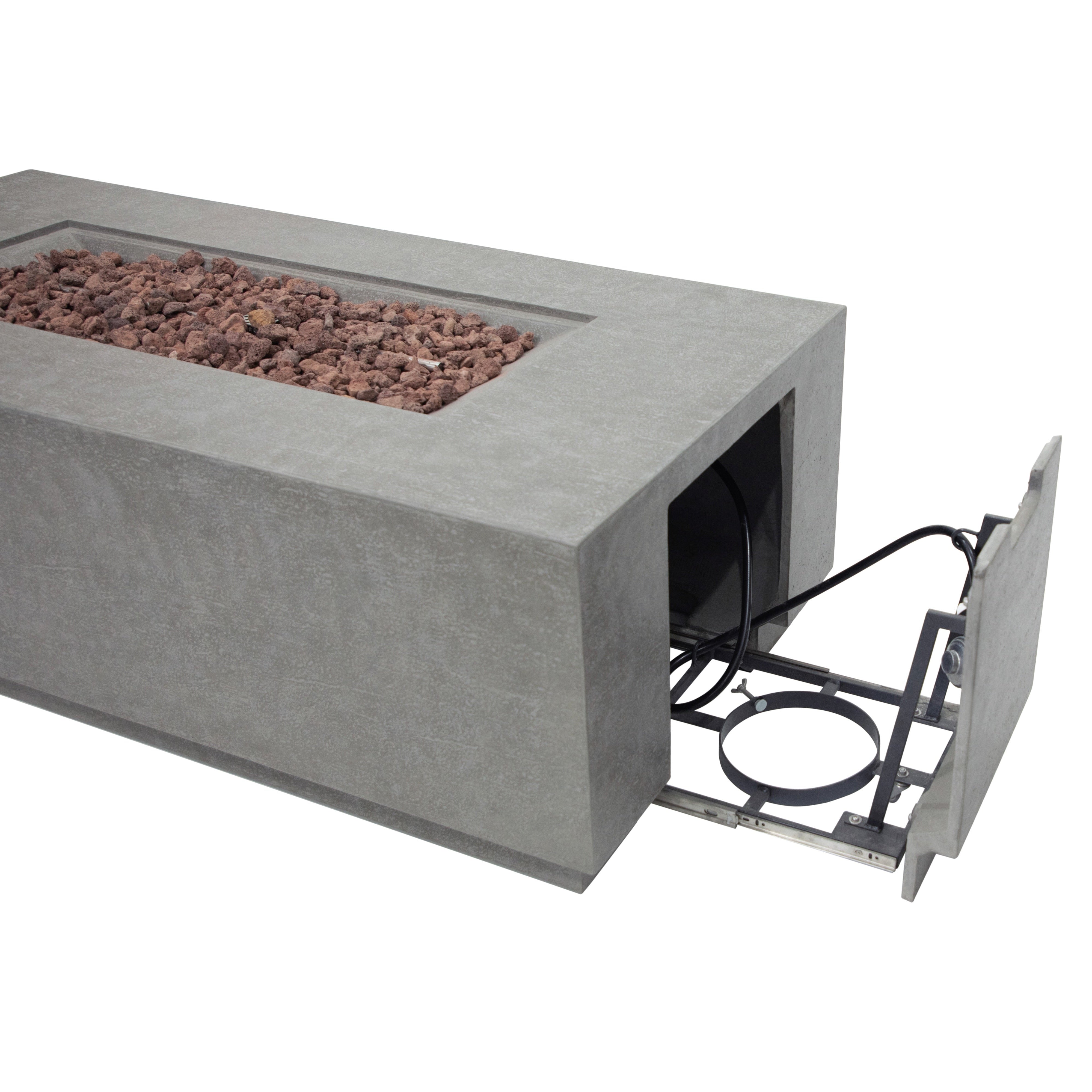 Andes Fire Table with Hidden Propane Tank in Light Gray