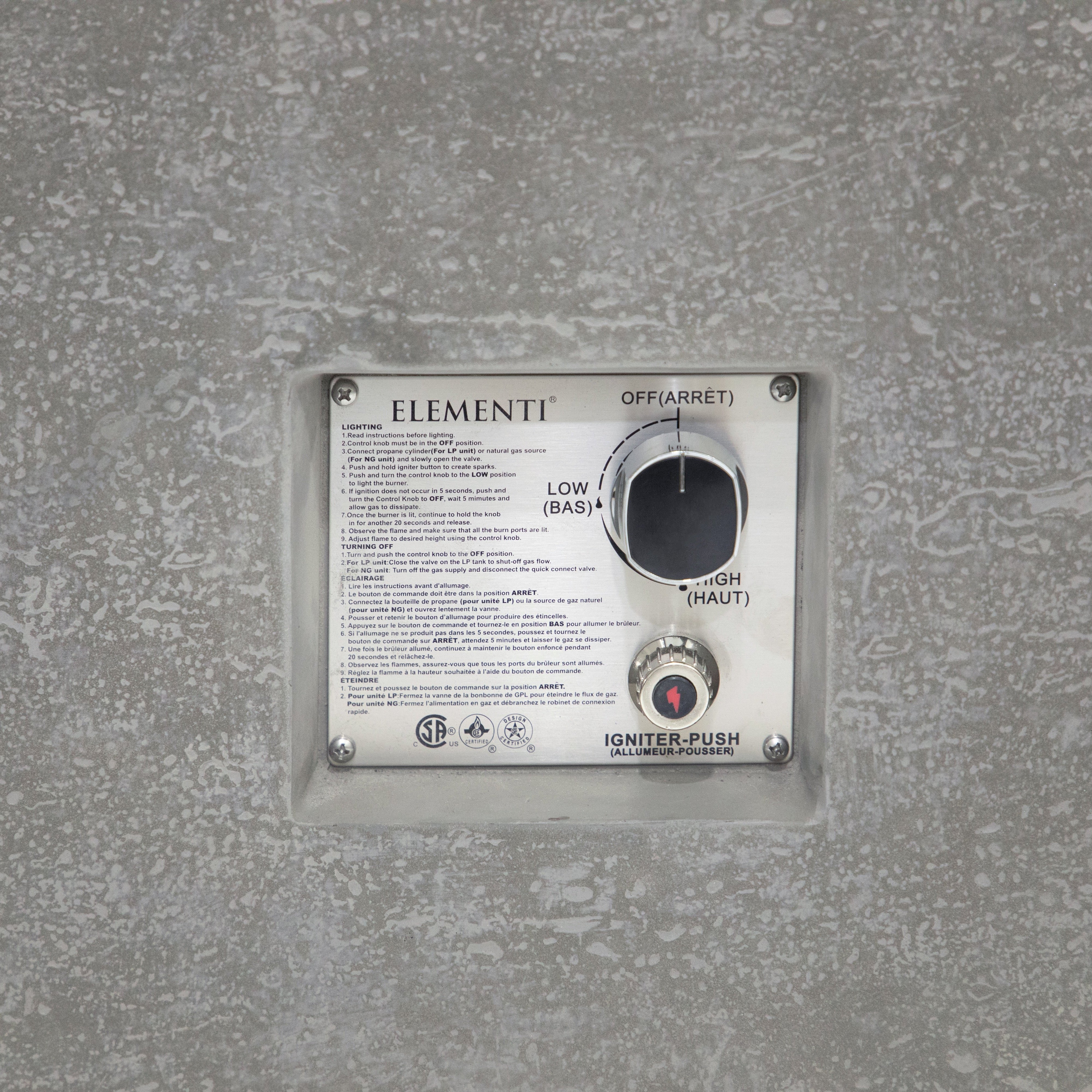 Andes Fire Table with Hidden Propane Tank in Light Gray