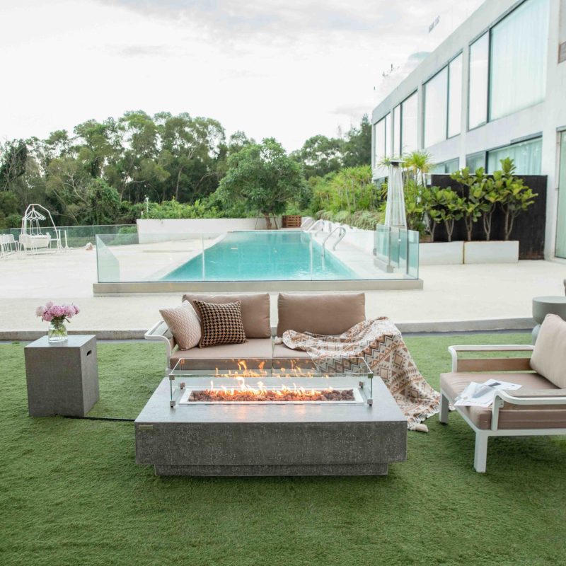 Hampton Propane Fire Table in Light Gray