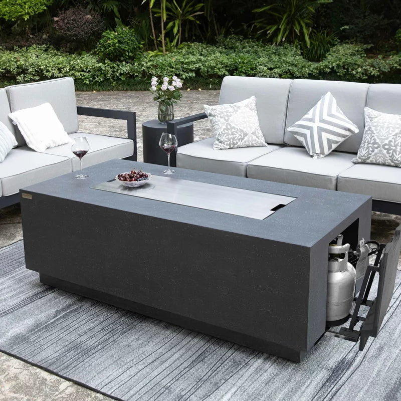 Andes Fire Table with Hidden Propane Tank in Dark Gray
