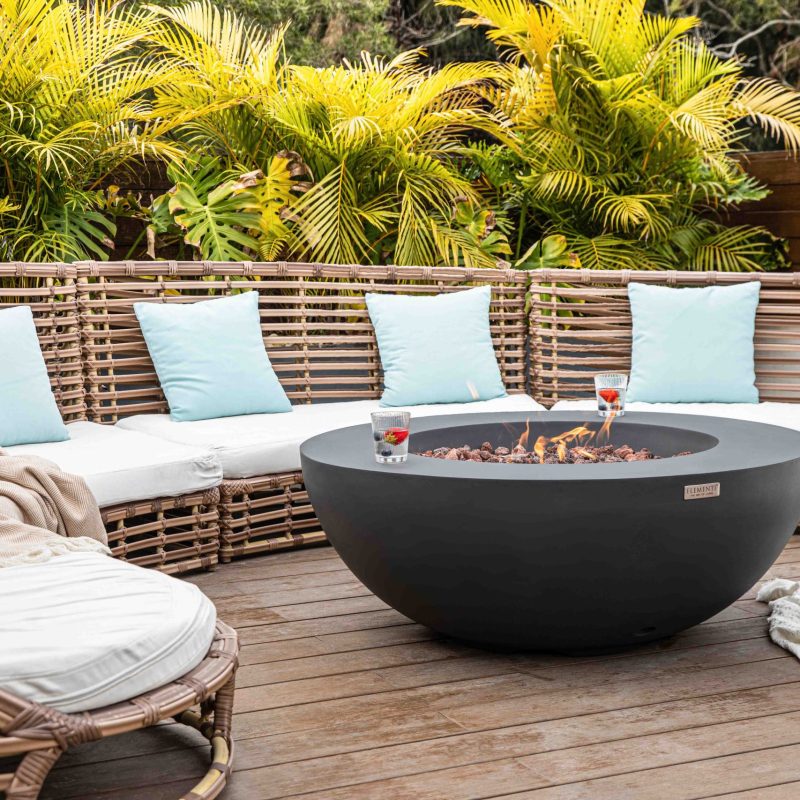 Lunar Bowl Propane Fire Table in Dark Gray