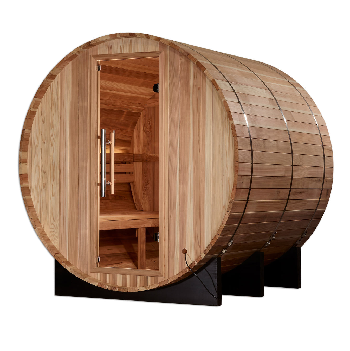 Arosa Cedar Outdoor Barrel Sauna (4-Person) with Harvia 6kW Heater