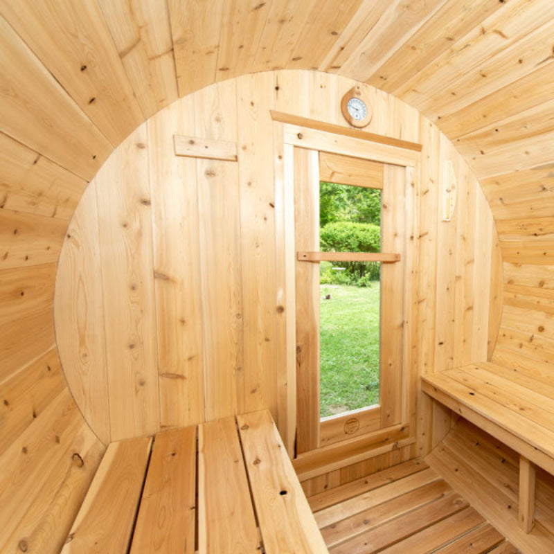 Canadian Timber Harmony Cedar Outdoor Barrel Sauna (3-4 Person) with Harvia 6kW Heater