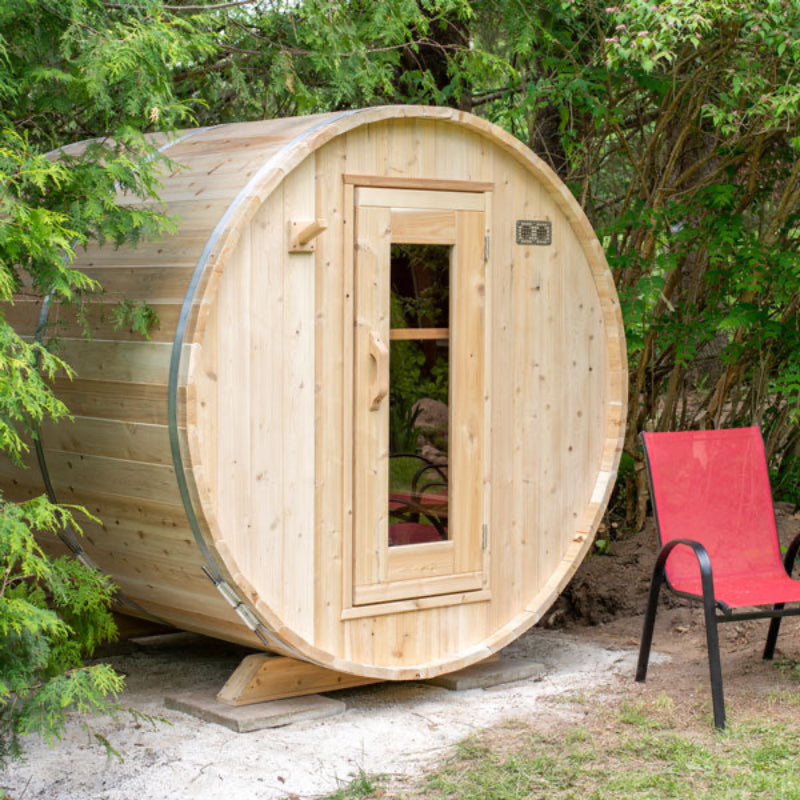 Canadian Timber Harmony Cedar Outdoor Barrel Sauna (3-4 Person) with Harvia 6kW Heater