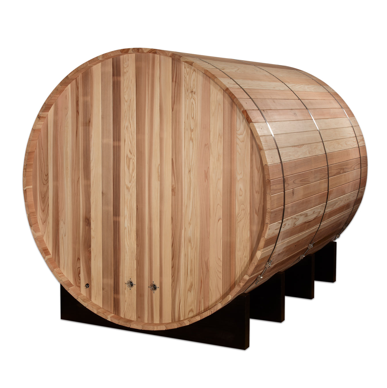 Klosters Cedar Outdoor Barrel Sauna (6-Person) with Harvia 8kW Heater
