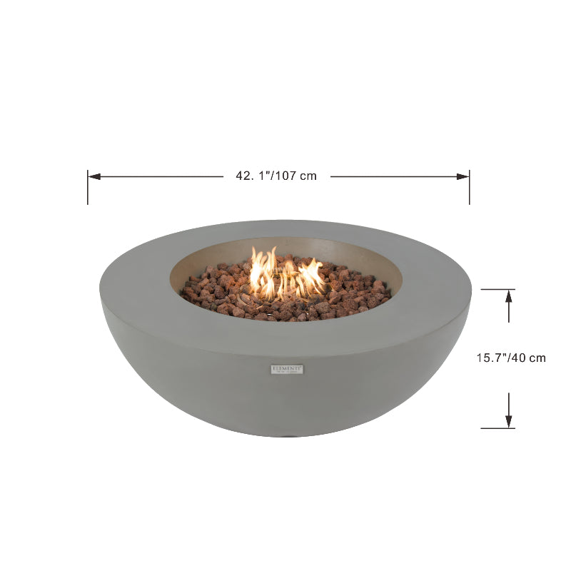 Lunar Bowl Propane Fire Table in Light Gray
