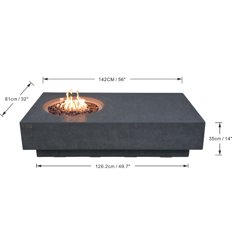 Metropolis Propane Fire Table in Dark Gray
