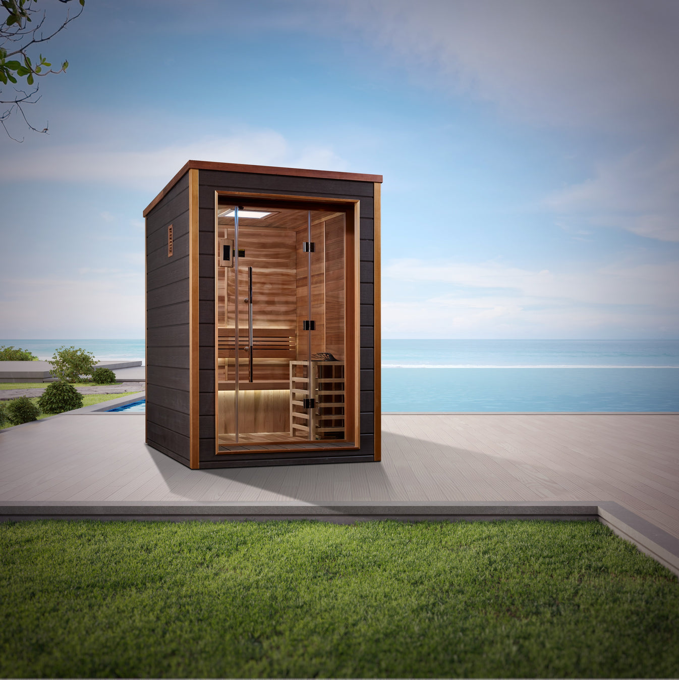 Narvik Outdoor Sauna (2 Person) with Cedar Interior and Harvia 6kW Heater