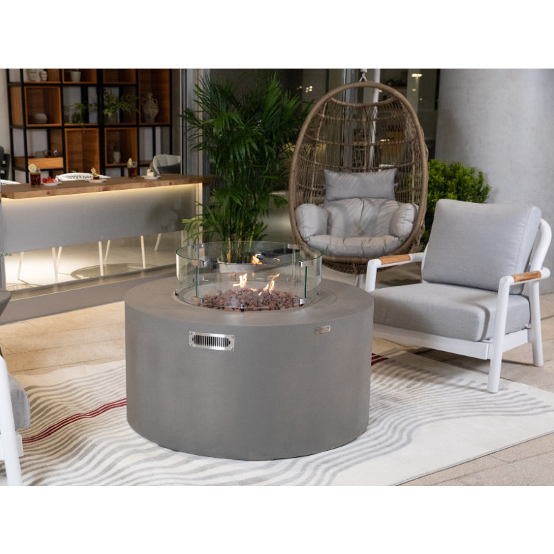Pacaya Fire Table with Hidden Propane Tank in Light Gray