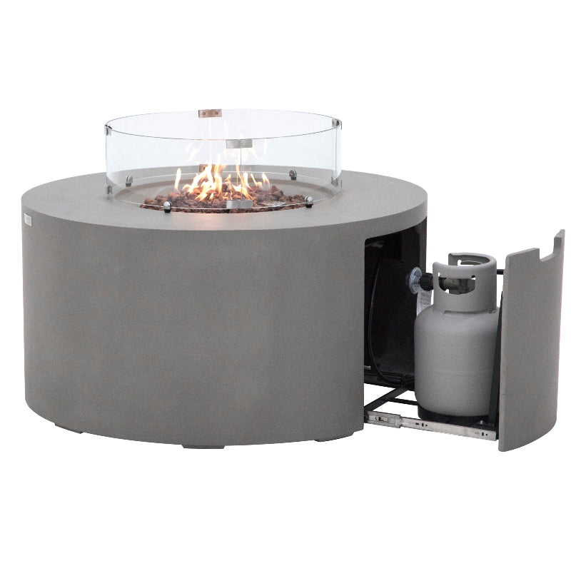 Pacaya Fire Table with Hidden Propane Tank in Light Gray