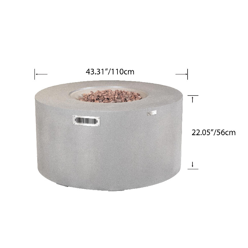 Pacaya Fire Table with Hidden Propane Tank in Light Gray