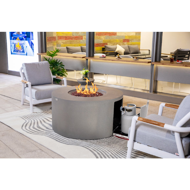 Pacaya Fire Table with Hidden Propane Tank in Light Gray