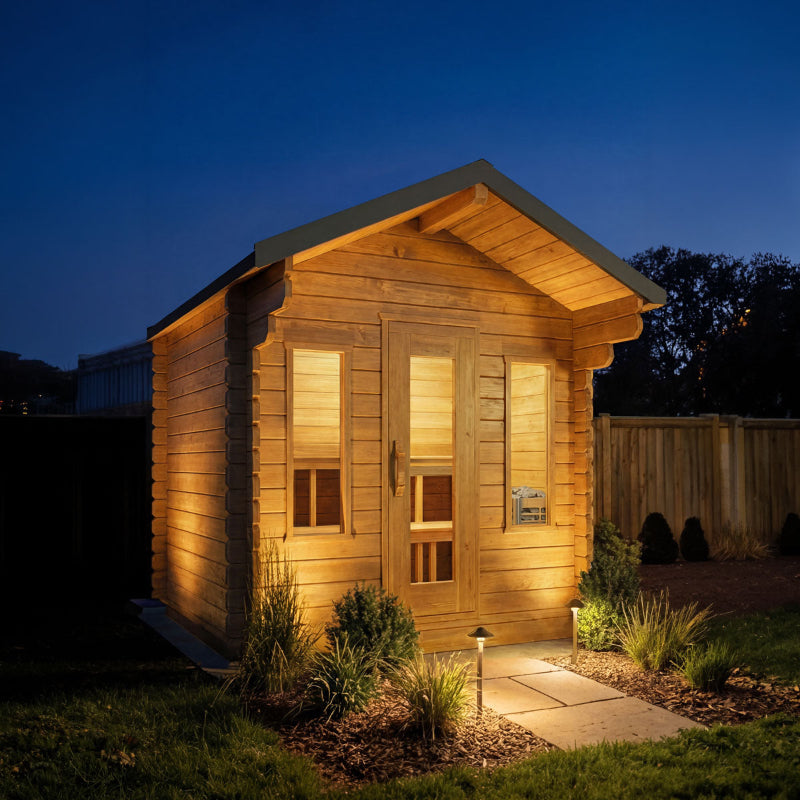 Canadian Timber Palmer Cedar Outdoor Cabin Sauna (3-4 Person) with Harvia 8kW Heater