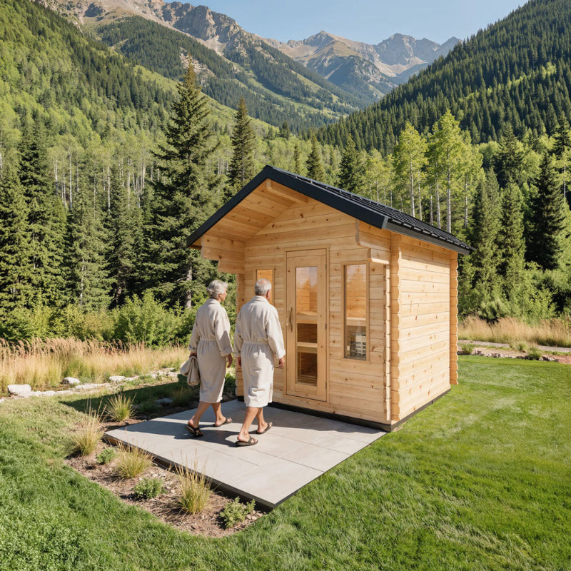 Canadian Timber Palmer Cedar Outdoor Cabin Sauna (3-4 Person) with Harvia 8kW Heater