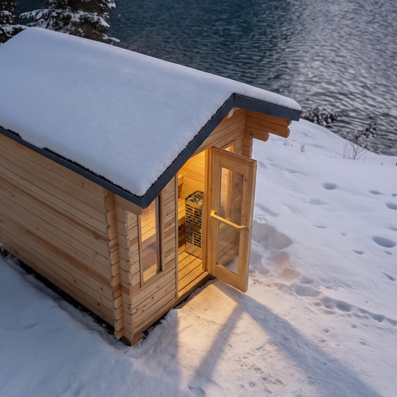 Canadian Timber Palmer Cedar Outdoor Cabin Sauna (3-4 Person) with Harvia 8kW Heater