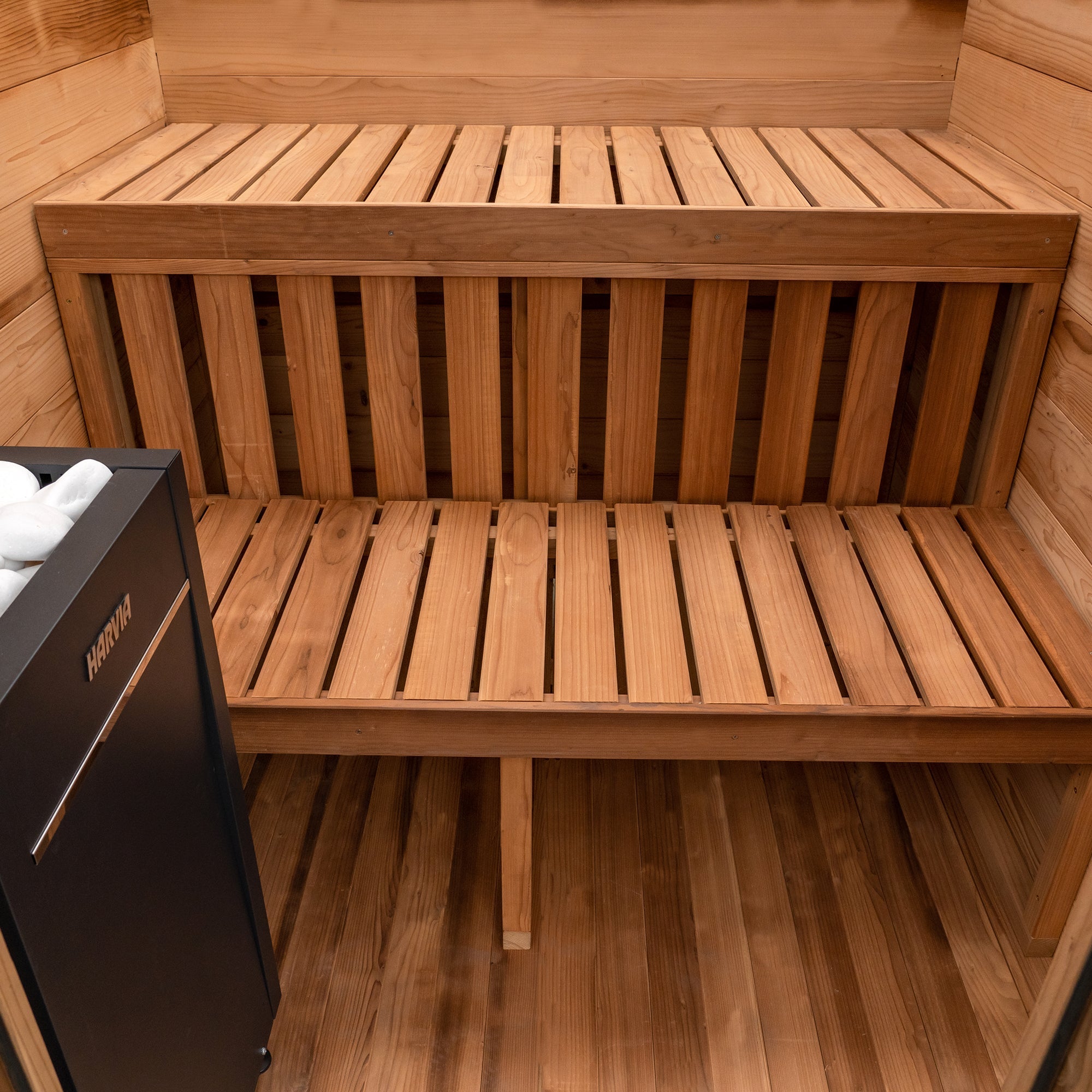 Cabin Canadian Thermowood Outdoor Sauna (4-Person) with Harvia Spirit WiFi 8kW Heater