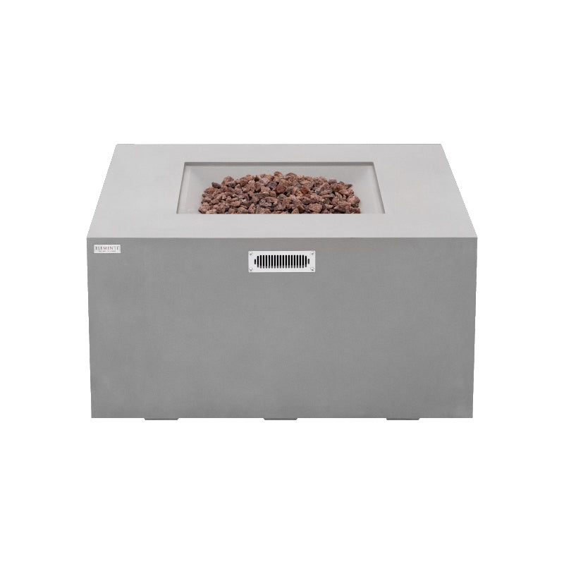 Rocky Fire Table with Hidden Propane Tank in Light Gray