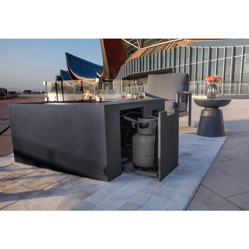 Rocky Fire Table with Hidden Propane Tank in Dark Gray