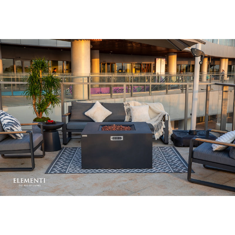 Rocky Fire Table with Hidden Propane Tank in Dark Gray