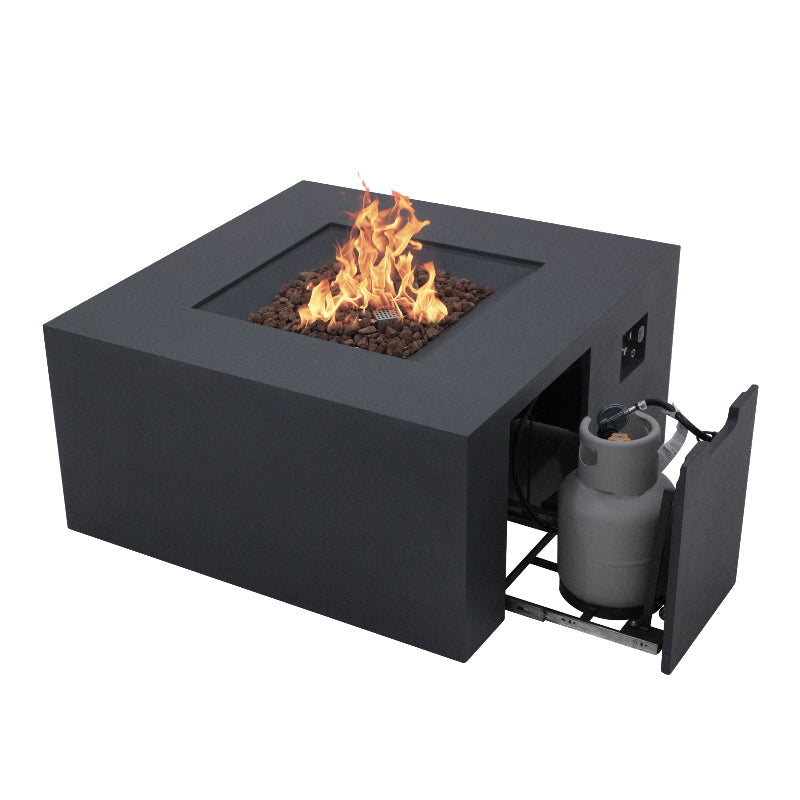 Rocky Fire Table with Hidden Propane Tank in Dark Gray