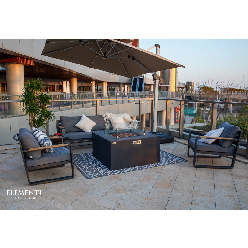 Rocky Fire Table with Hidden Propane Tank in Dark Gray