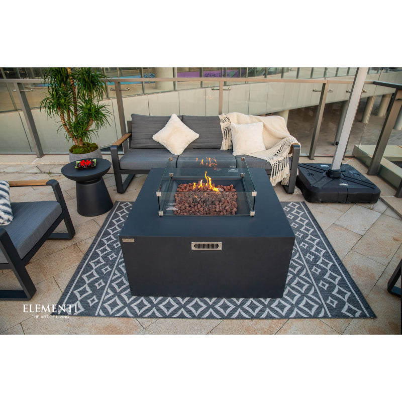 Rocky Fire Table with Hidden Propane Tank in Dark Gray