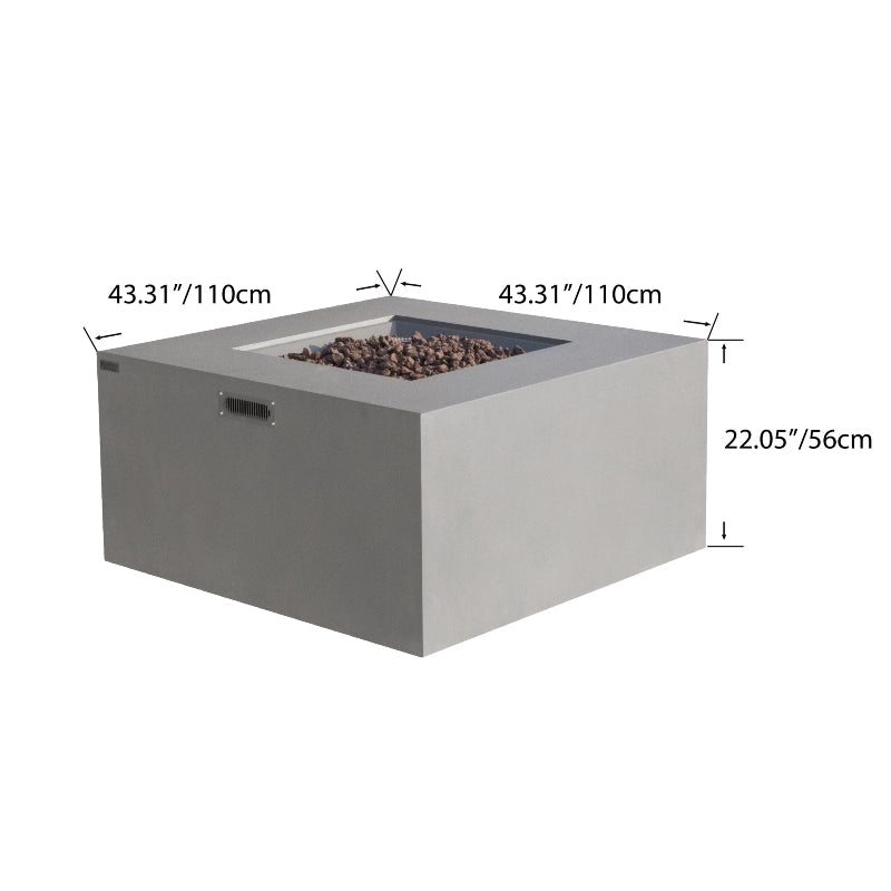 Rocky Fire Table with Hidden Propane Tank in Light Gray