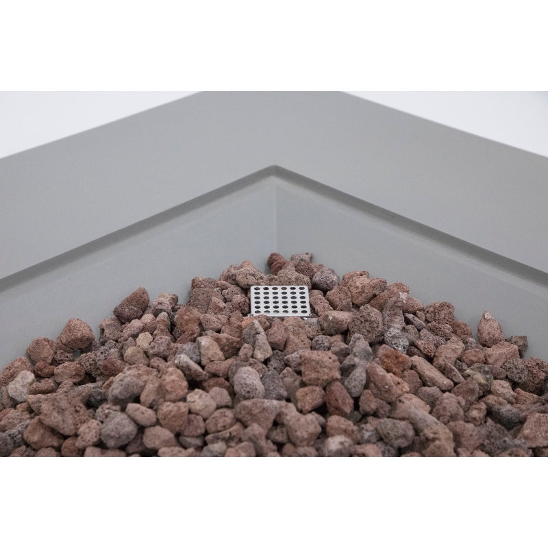 Rocky Fire Table with Hidden Propane Tank in Light Gray