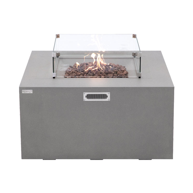 Rocky Fire Table with Hidden Propane Tank in Light Gray