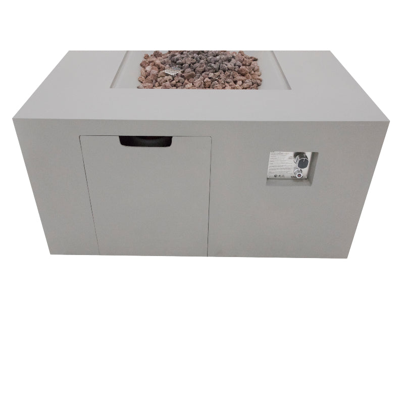 Rocky Fire Table with Hidden Propane Tank in Light Gray