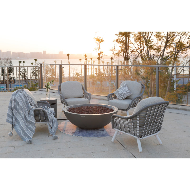 Rose Bowl Propane Fire Table in Light Gray