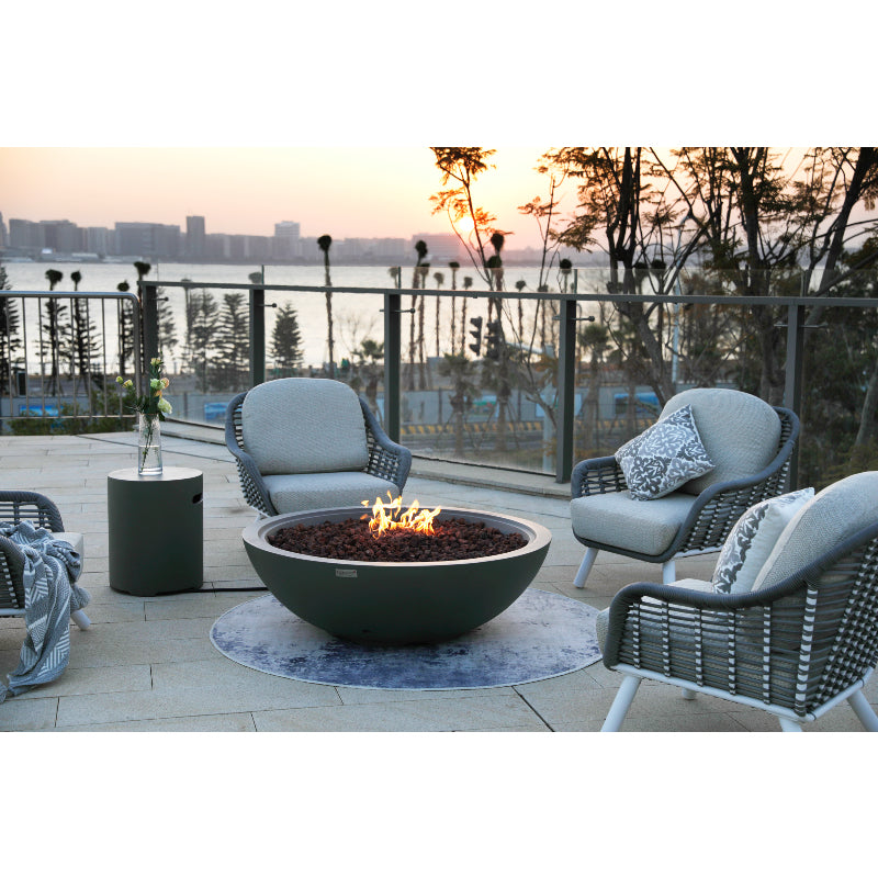 Rose Bowl Propane Fire Table in Light Gray