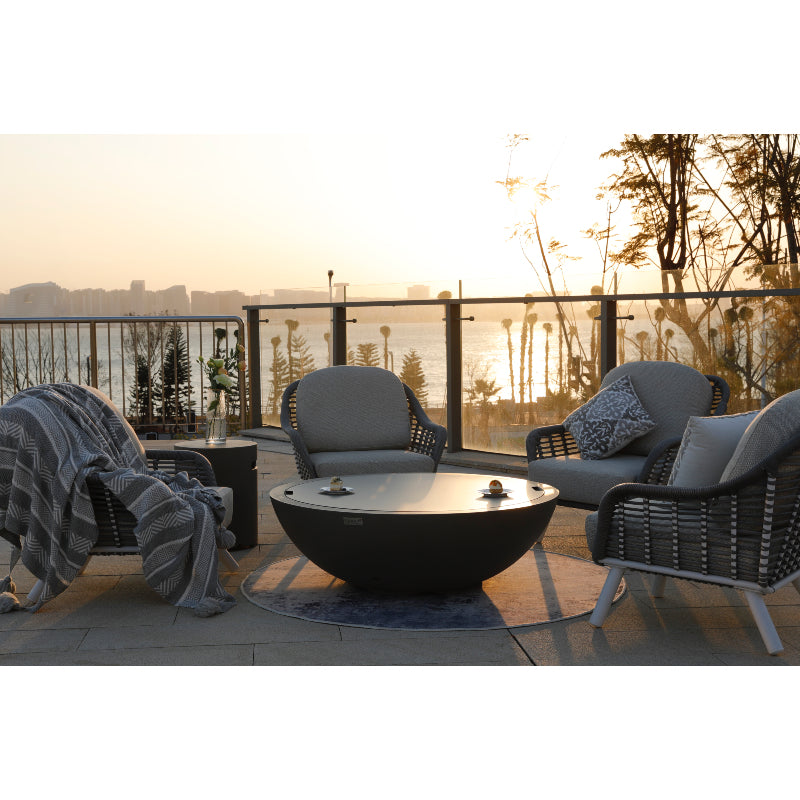 Rose Bowl Propane Fire Table in Light Gray