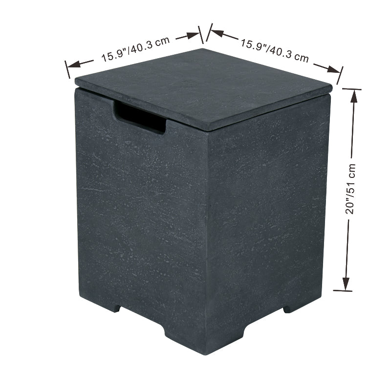 Square Propane Tank Cover in Dark Gray with Removable Lid