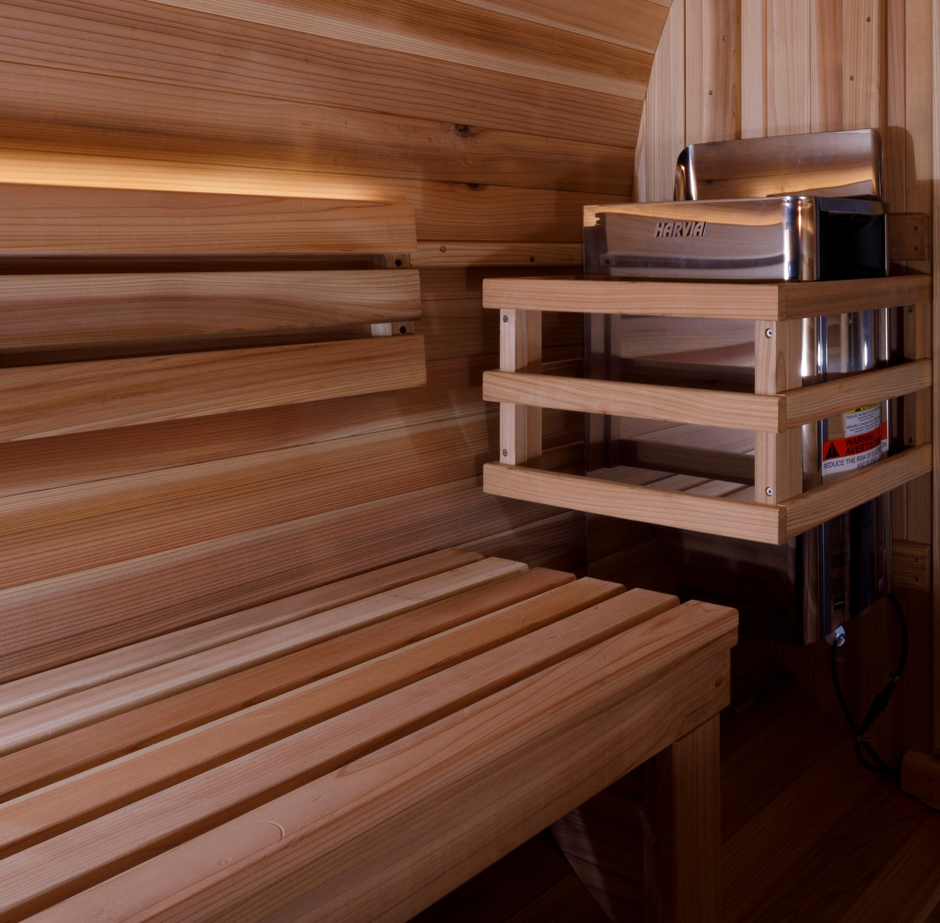 Zurich Cedar Outdoor Barrel Sauna (4-Person) with Harvia 6kW Heater