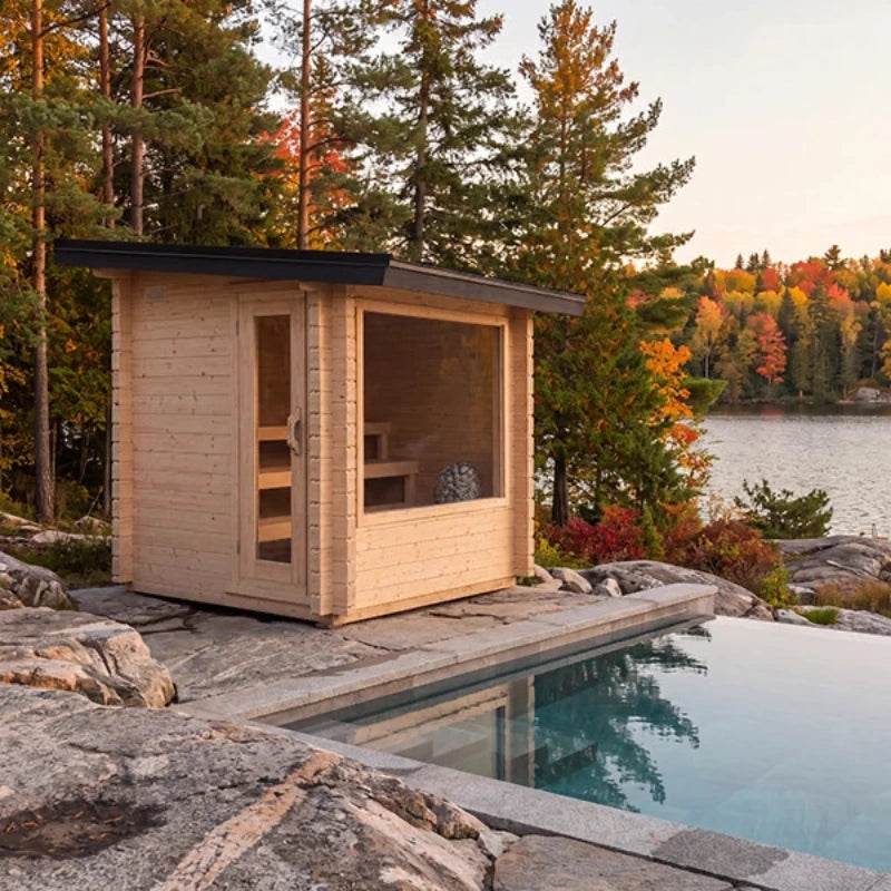 Canadian Timber Avalon Cedar Outdoor Sauna (3-4 Person) with Harvia 8kW Heater