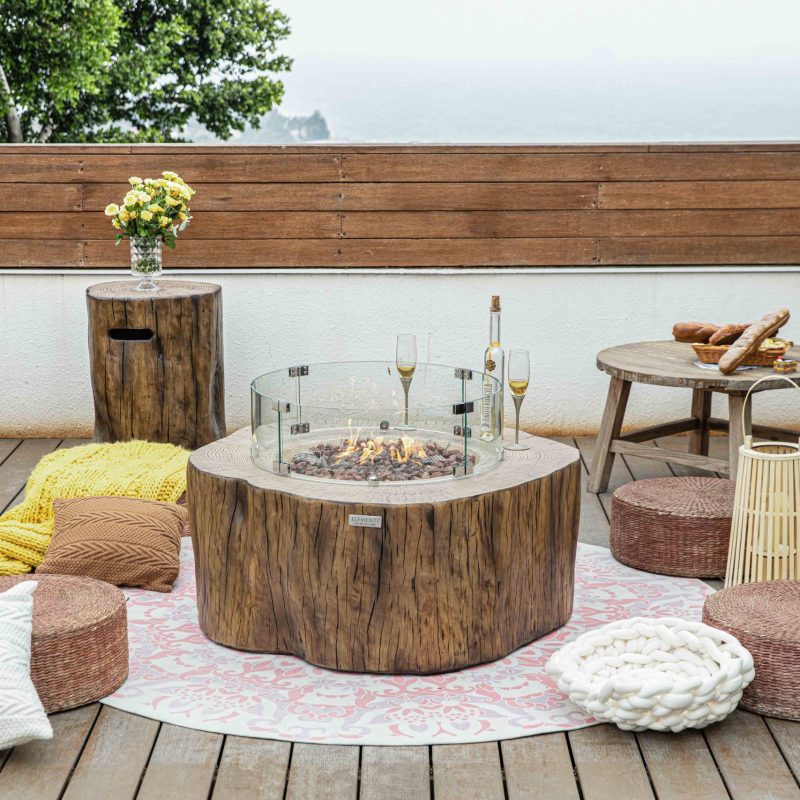 Manchester Propane Fire Table in Red Wood