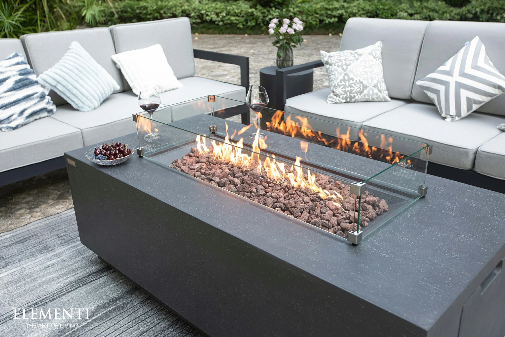 Andes Fire Table with Hidden Propane Tank in Dark Gray