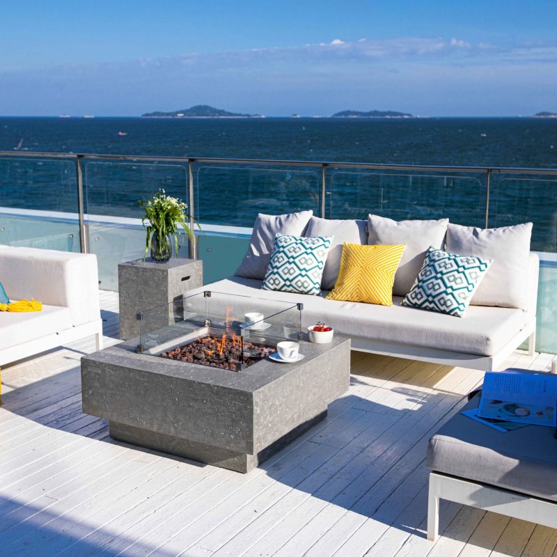 Manhattan Propane Fire Table in Light Gray