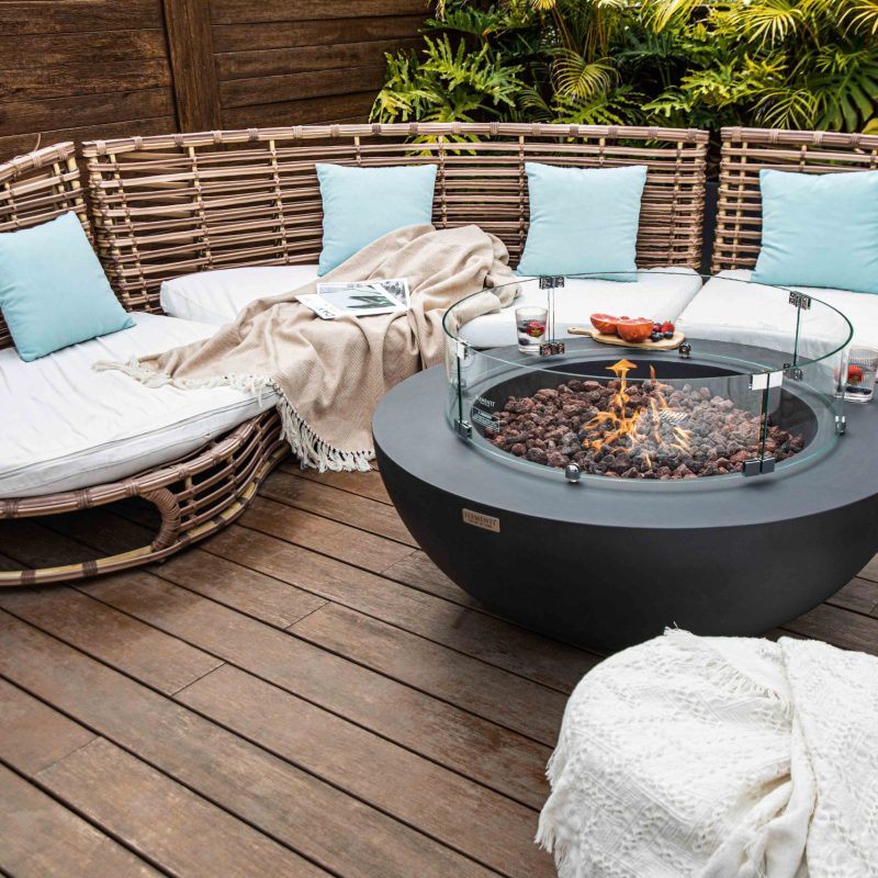 Lunar Bowl Propane Fire Table in Dark Gray