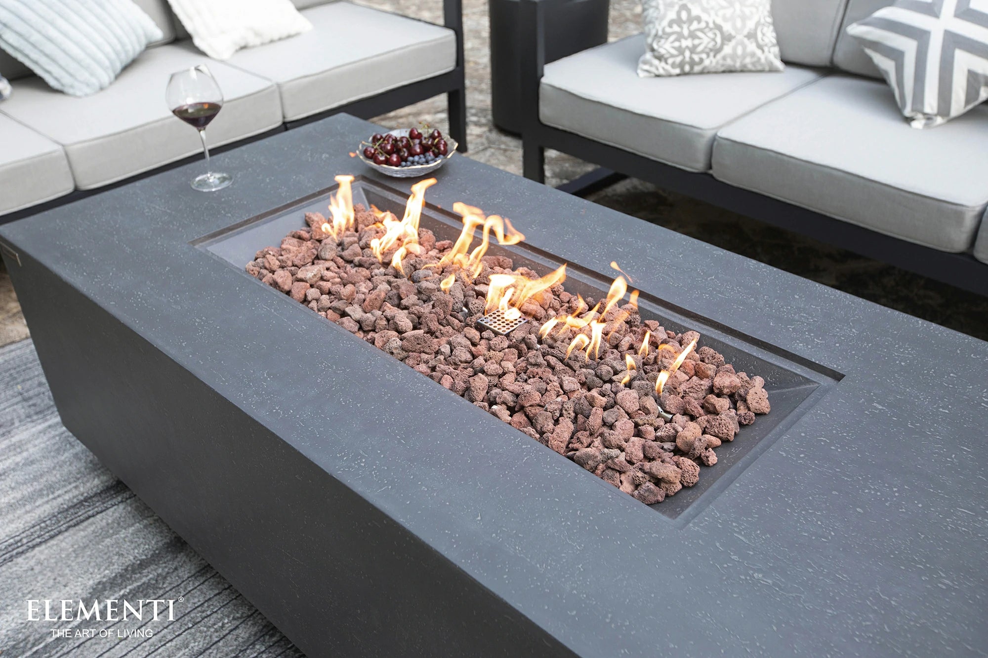 Andes Fire Table with Hidden Propane Tank in Dark Gray