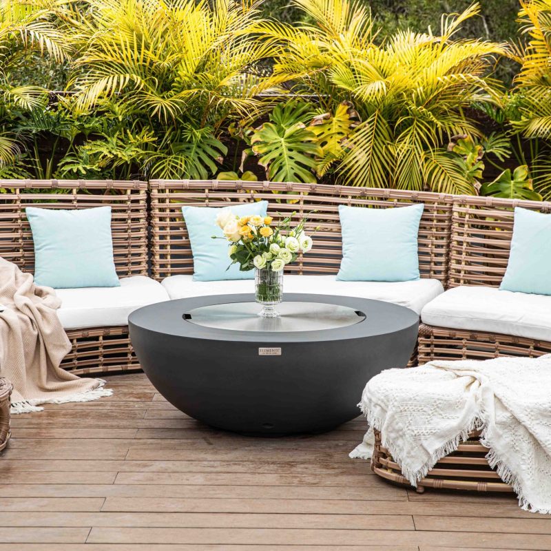 Lunar Bowl Propane Fire Table in Dark Gray