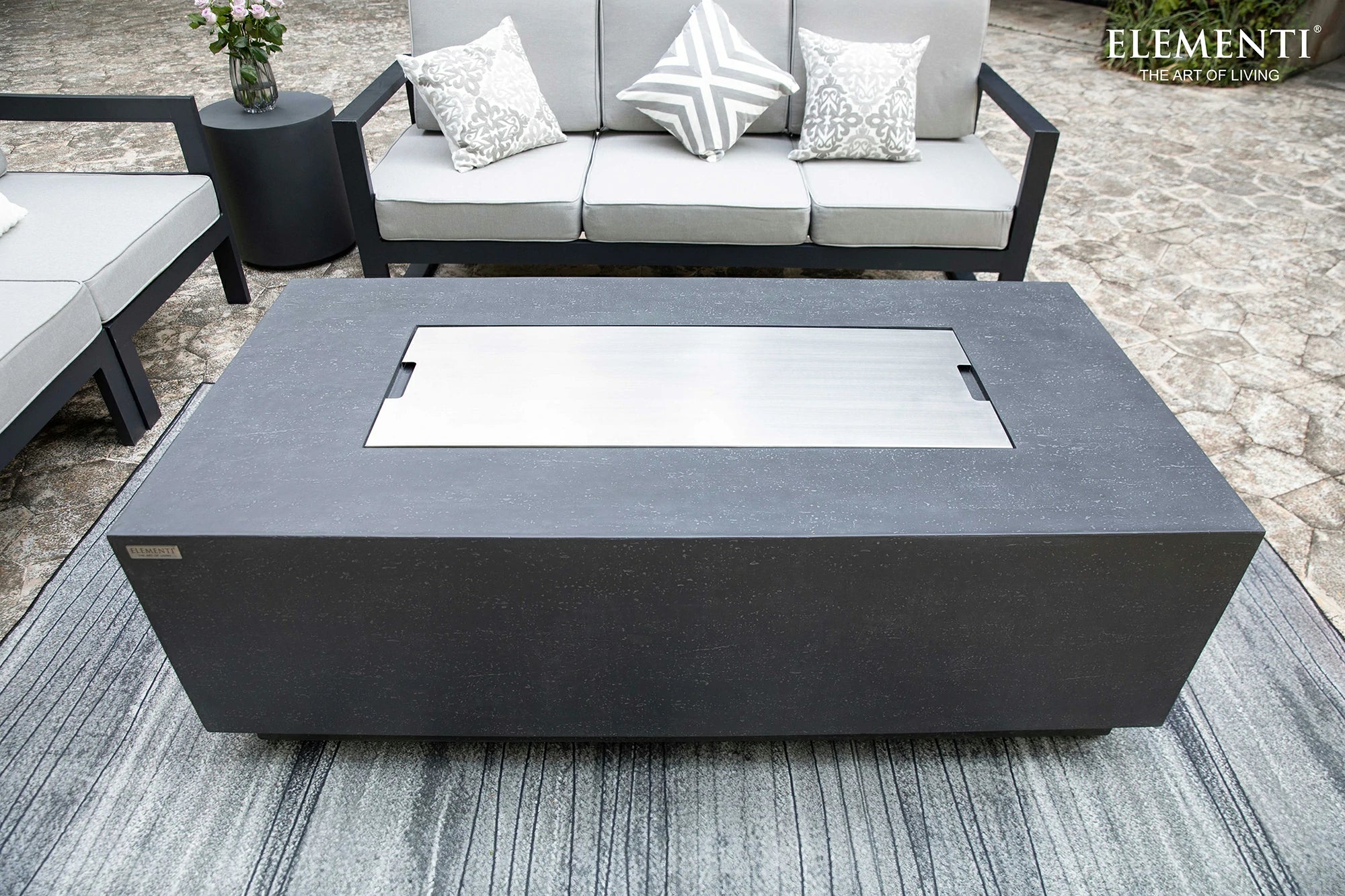 Andes Fire Table with Hidden Propane Tank in Dark Gray