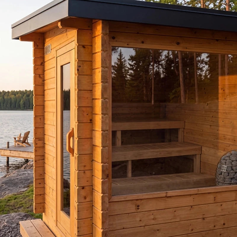 Canadian Timber Avalon Cedar Outdoor Sauna (3-4 Person) with Harvia 8kW Heater