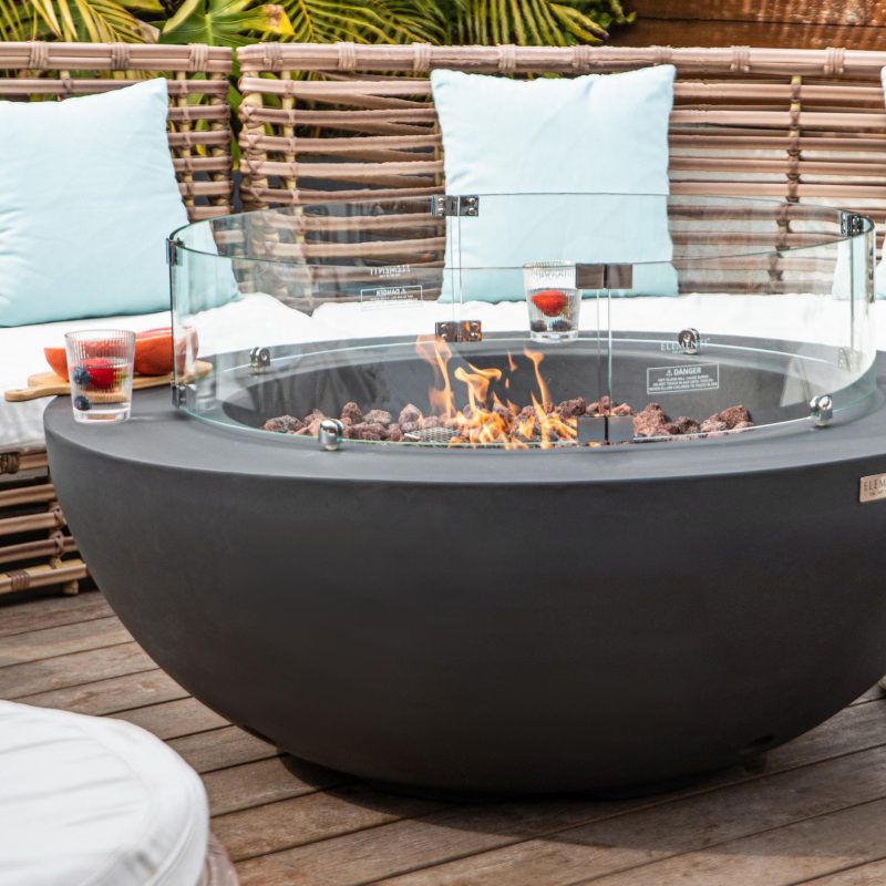 Lunar Bowl Propane Fire Table in Dark Gray