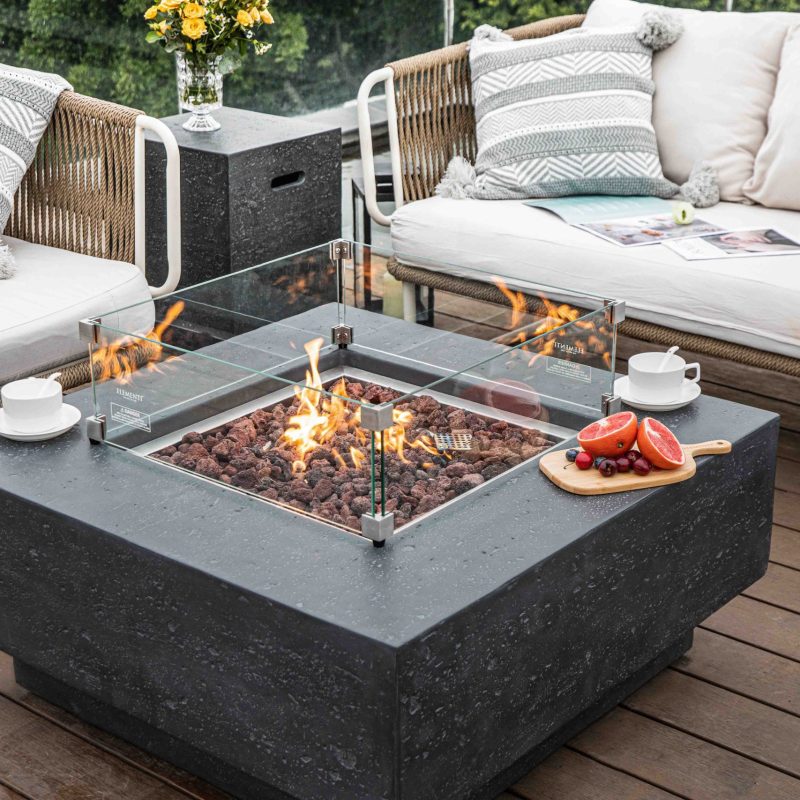 Manhattan Propane Fire Table in Dark Gray