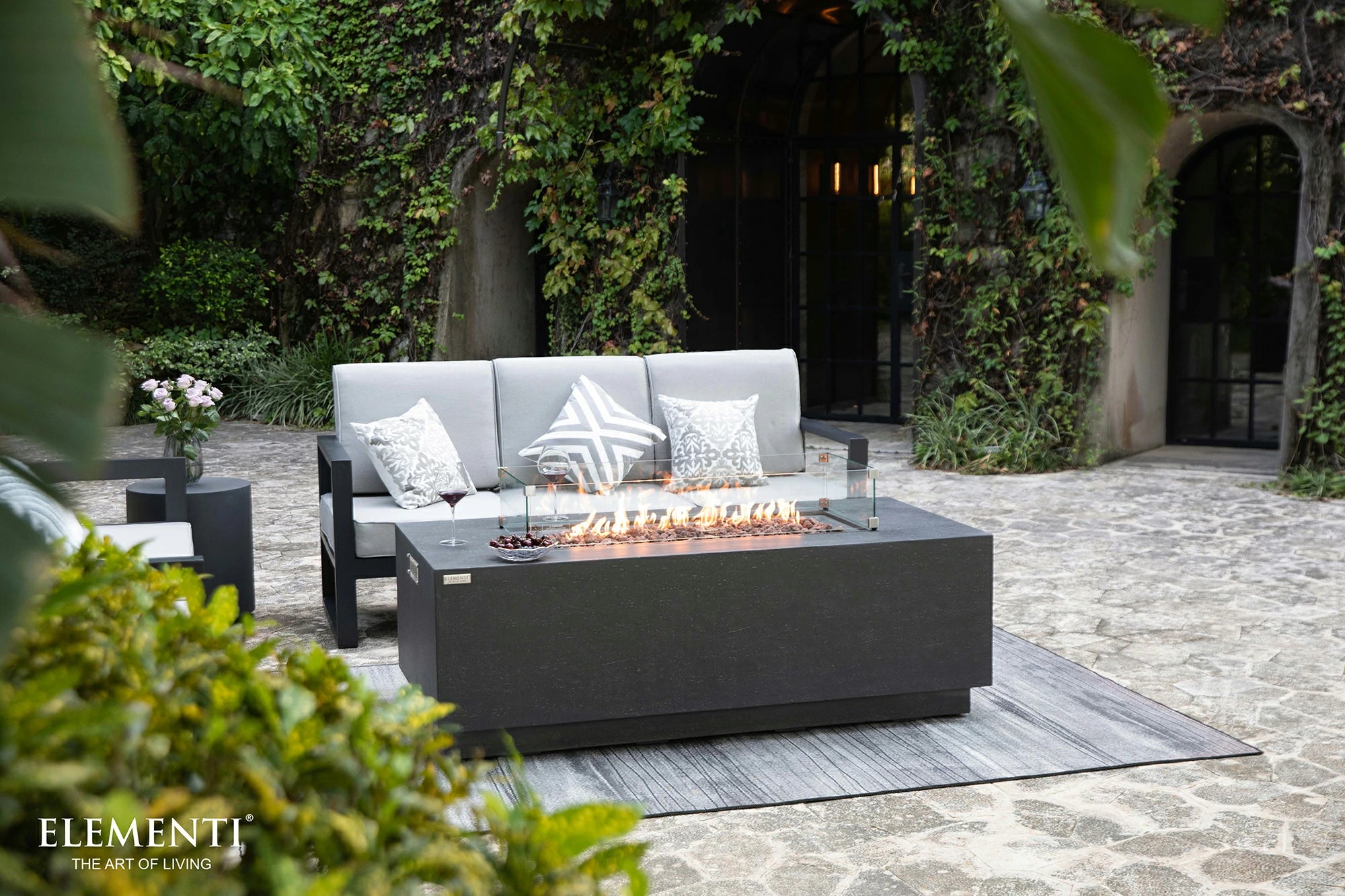 Andes Fire Table with Hidden Propane Tank in Dark Gray