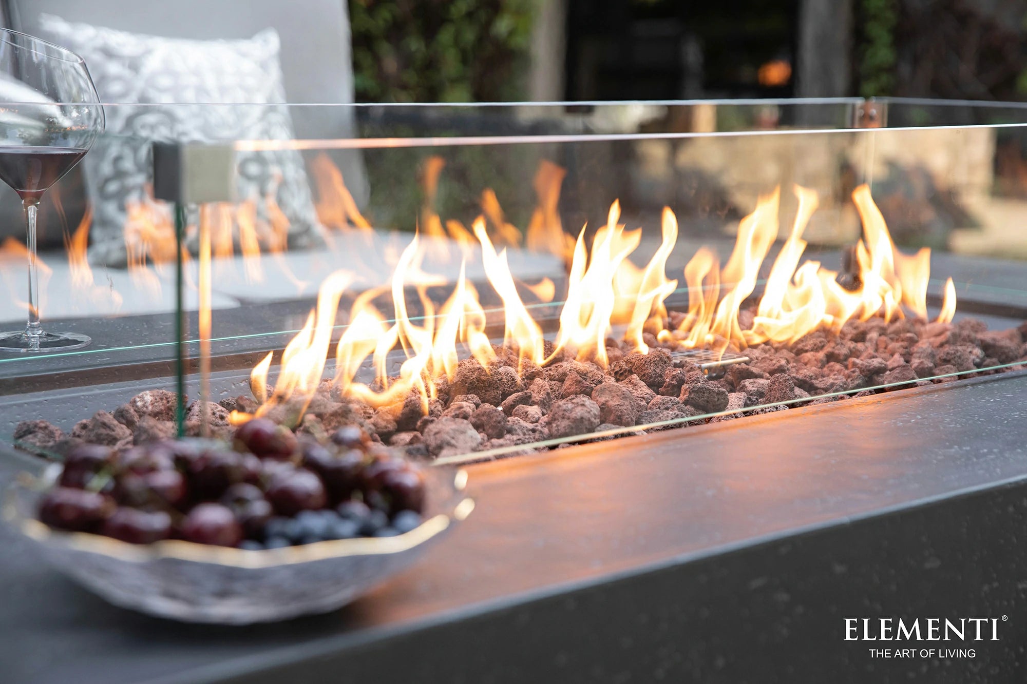 Andes Fire Table with Hidden Propane Tank in Dark Gray