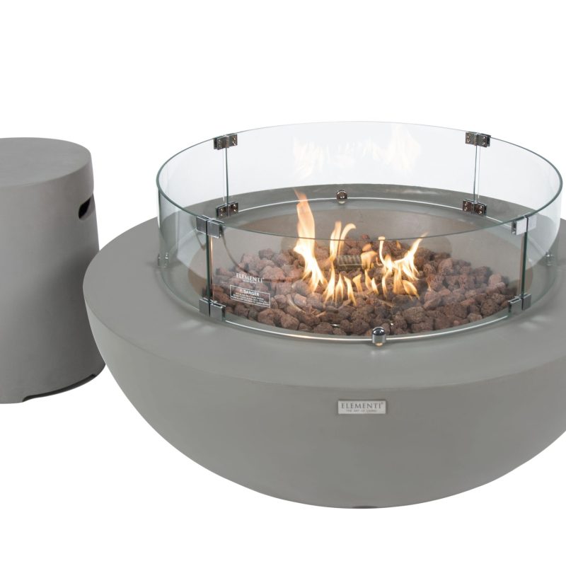 Lunar Bowl Propane Fire Table in Light Gray