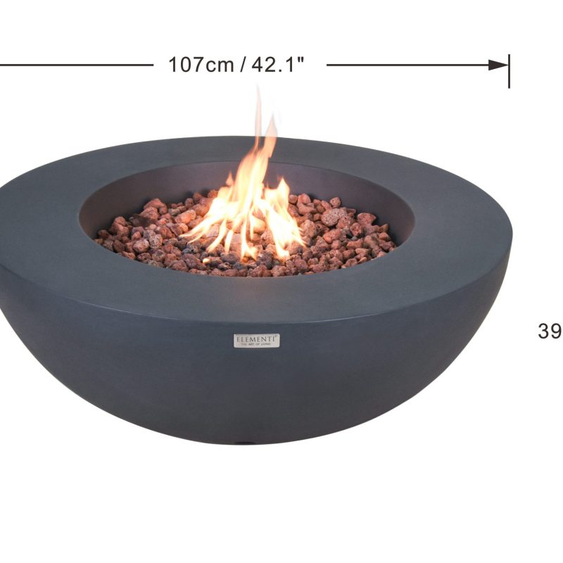 Lunar Bowl Propane Fire Table in Dark Gray